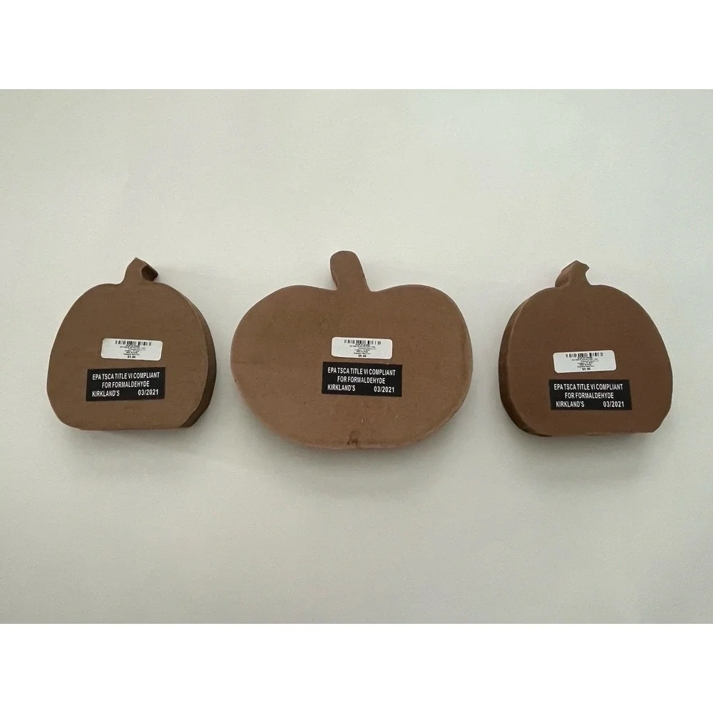 Fall Pumpkin Table Shelf Tray Decor 3 Piece Set Orange Black Gray‎ Autumn
